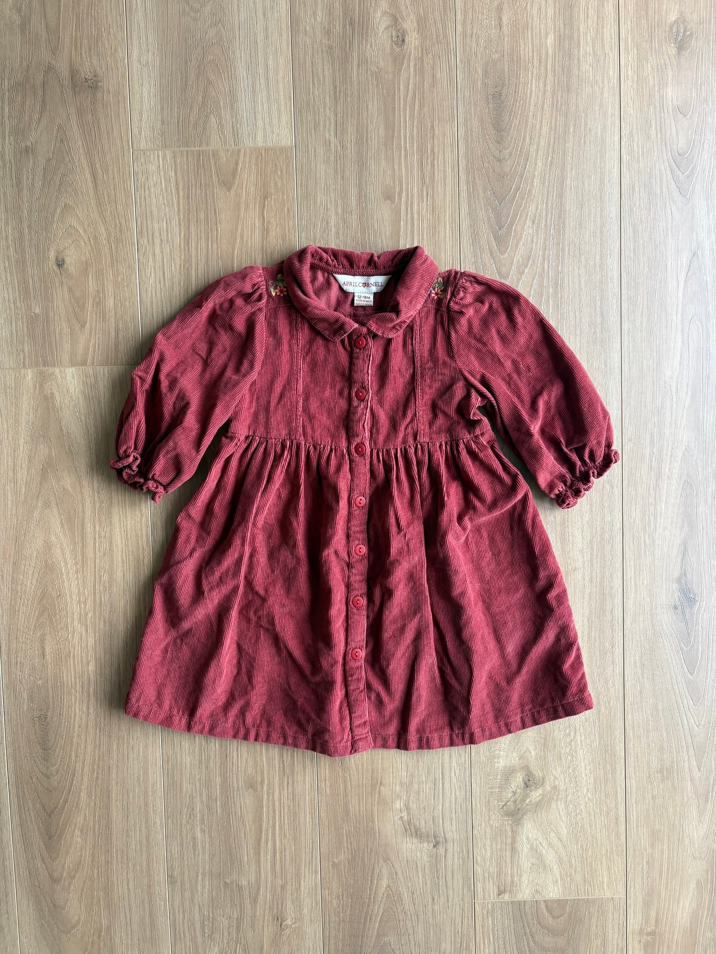Robe corduroy avec broderies col - April Cornell - 12/18 mois