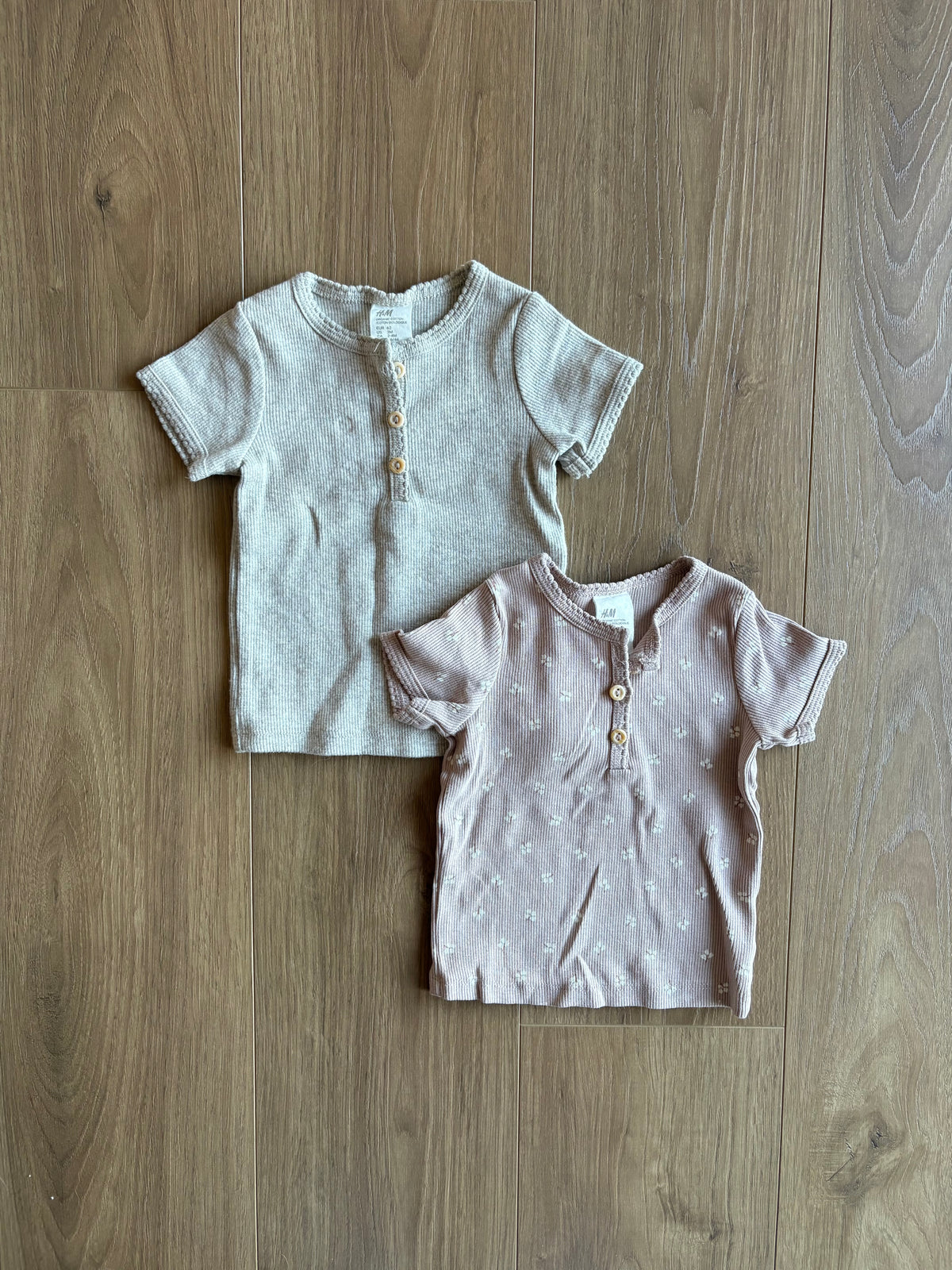 Lot T-shirt côtelé - H&M - 2/4 mois