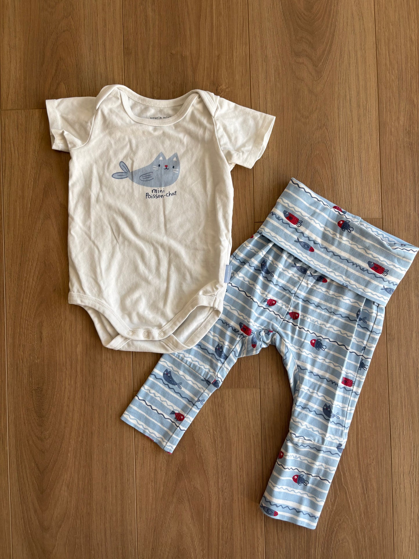 Ensemble 2 pièces - Souris mini - 6/9 *6/12M pantalon évolutif