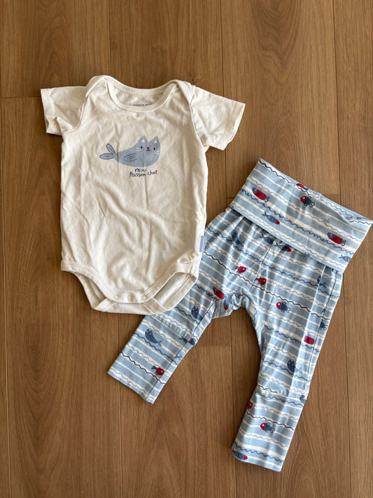Ensemble 2 pièces - Souris mini - 6/9 *6/12M pantalon évolutif